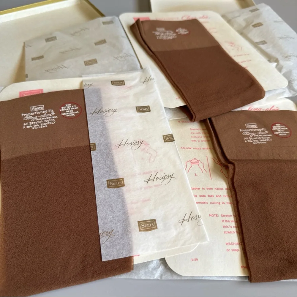 Vtg Sears Cling Alon Hosiery 3 Pair 7471 001 Tahiti Bronze Shapely A 8 1/2-9 1/2